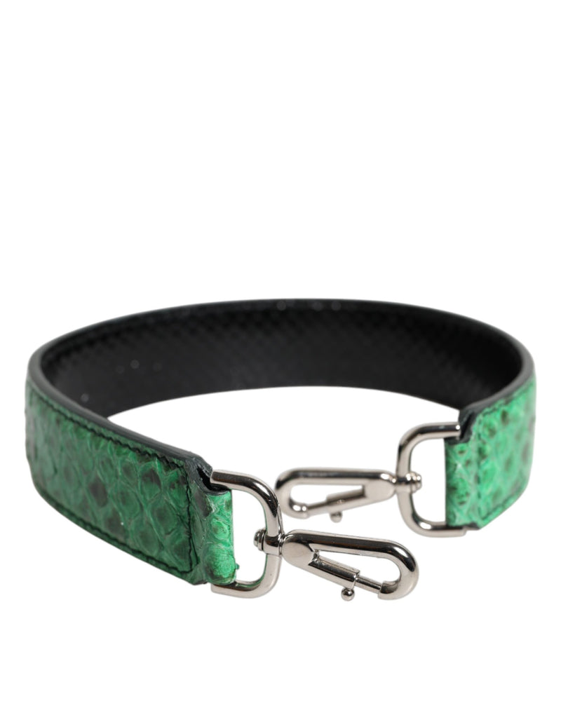 Dolce & Gabbana Sac à Bandoulière en Cuir Exotique Noir et Vert