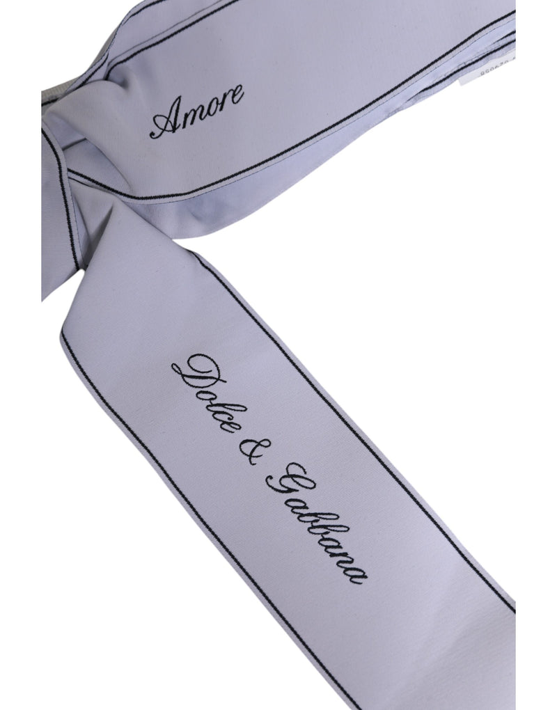 Dolce & Gabbana White Waist Ribbon Wide Bow Logo Belt