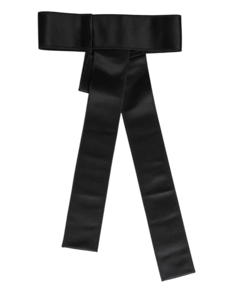Dolce & Gabbana Ceinture Large en Satin Noir - Accessoire en Soie Luxueux