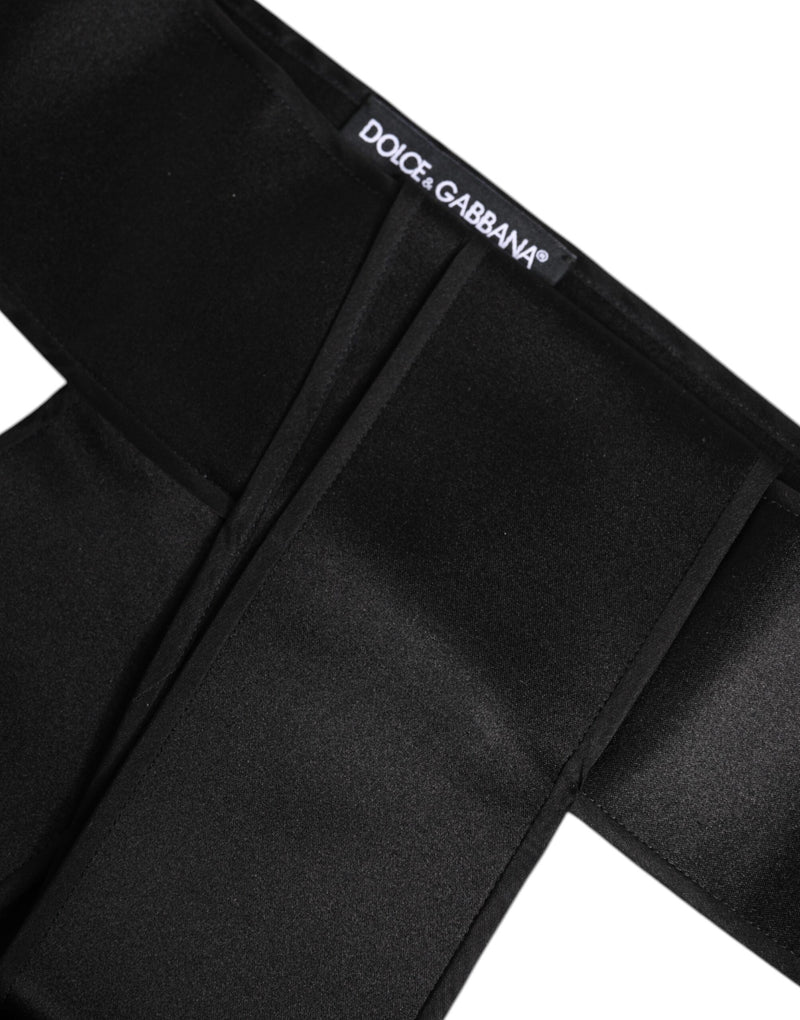 Dolce & Gabbana Ceinture Large en Satin Noir - Accessoire en Soie Luxueux