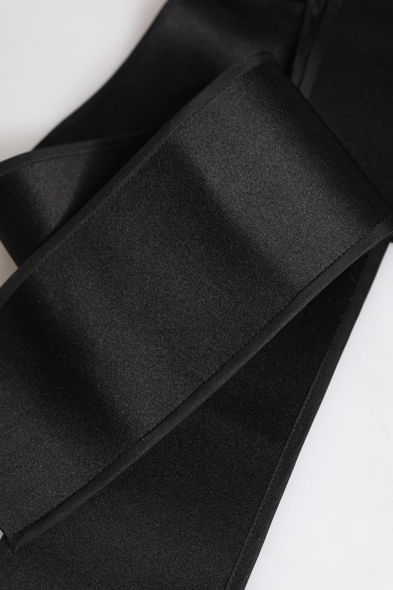 Dolce & Gabbana Ceinture Large en Satin Noir - Accessoire en Soie Luxueux
