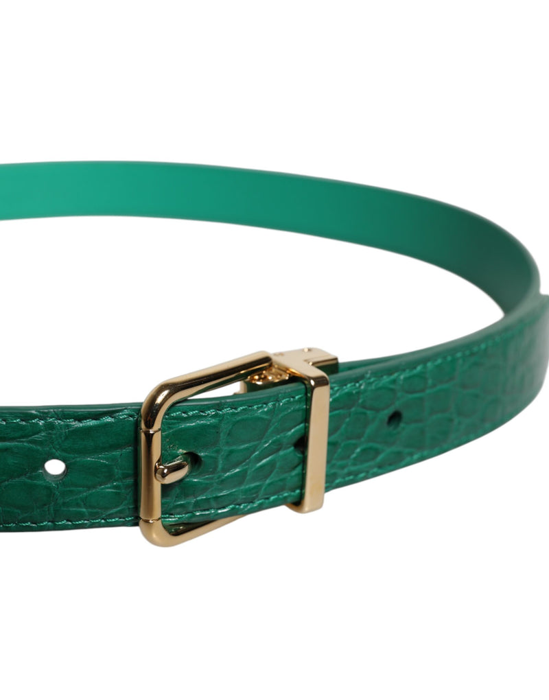 Dolce & Gabbana Ceinture en Cuir Vert avec Boucle Métallique Logo