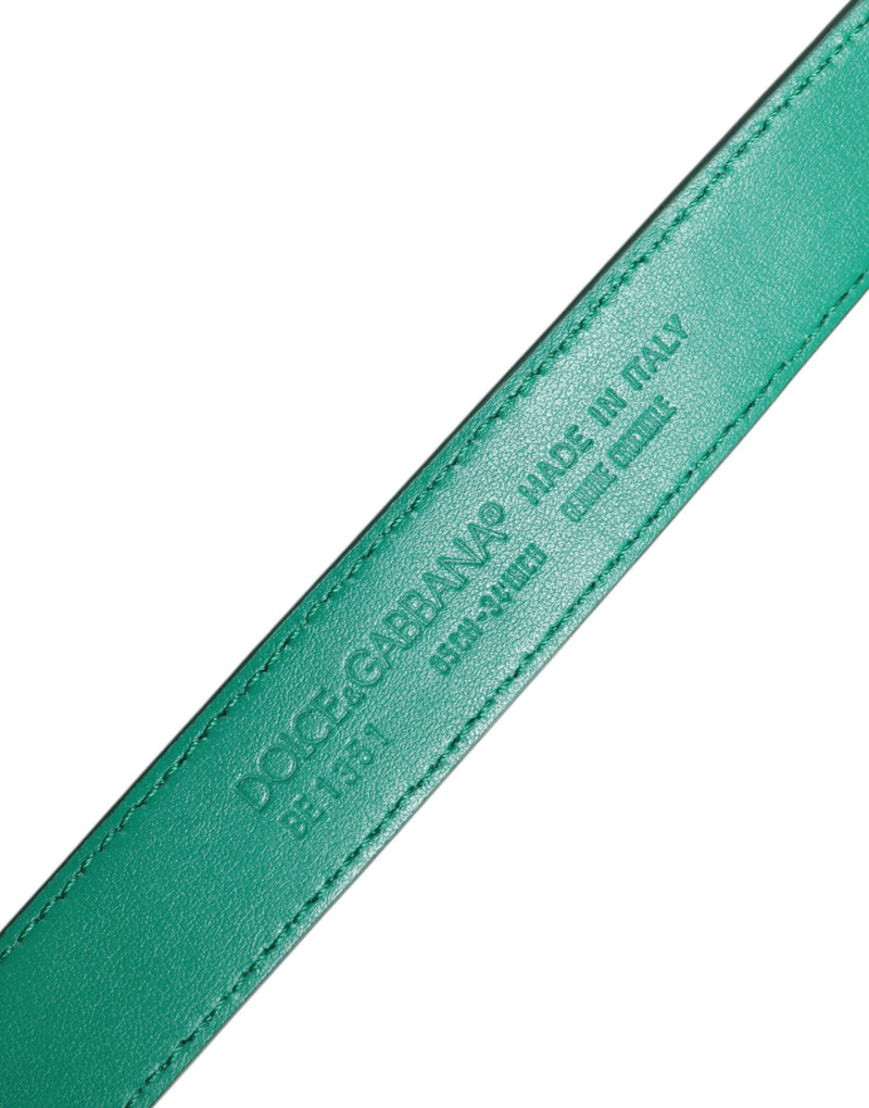 Dolce & Gabbana Ceinture en Cuir Vert avec Boucle Métallique Logo