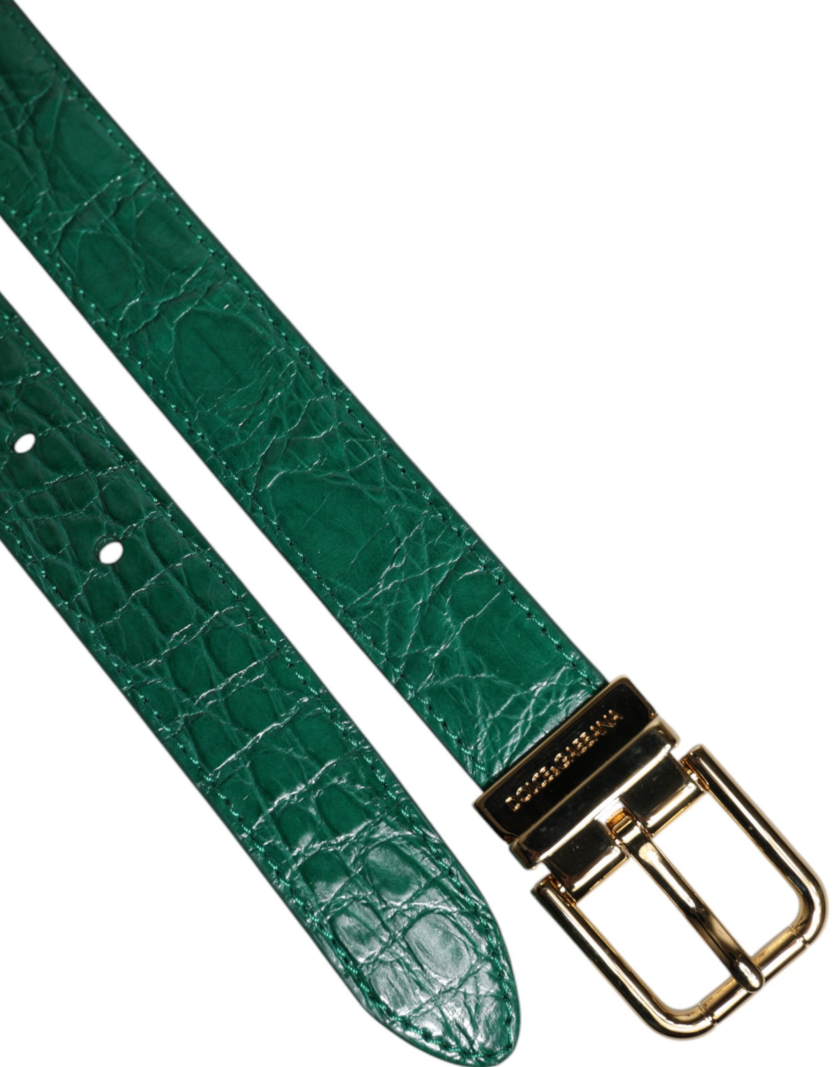 Dolce & Gabbana Ceinture en Cuir Vert avec Boucle Métallique Logo