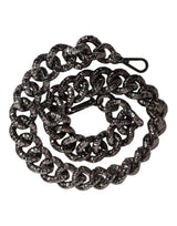 Dolce & Gabbana Black Chain Logo Engraved Shoulder Strap