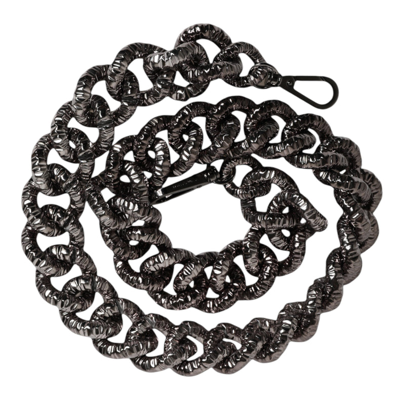 Dolce & Gabbana Black Chain Logo Engraved Shoulder Strap
