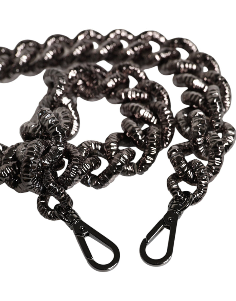 Dolce & Gabbana Black Chain Logo Engraved Shoulder Strap
