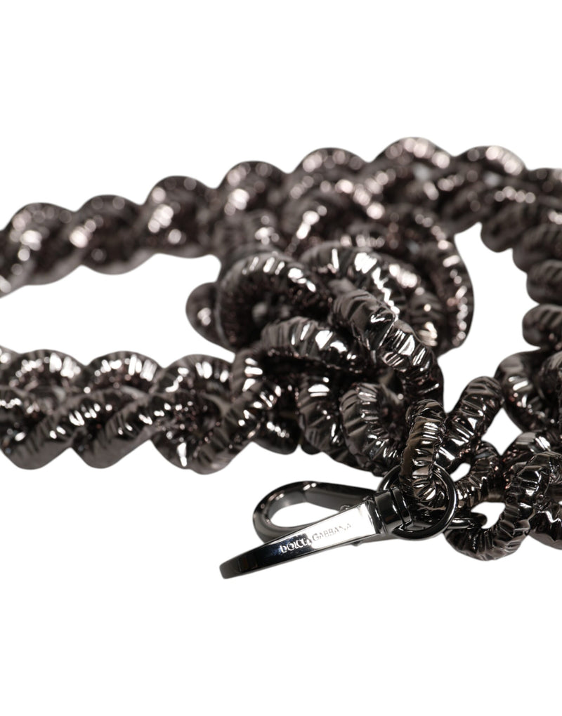 Dolce & Gabbana Black Chain Logo Engraved Shoulder Strap