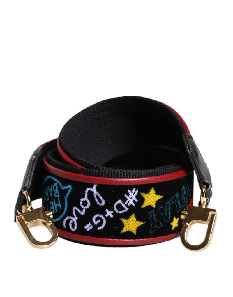 Dolce & Gabbana Sac Noir en Coton avec Bandoulière Imprimée