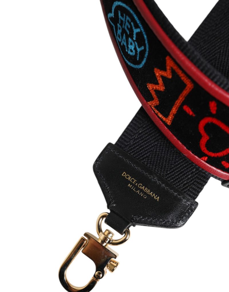 Dolce & Gabbana Sac Noir en Coton avec Bandoulière Imprimée