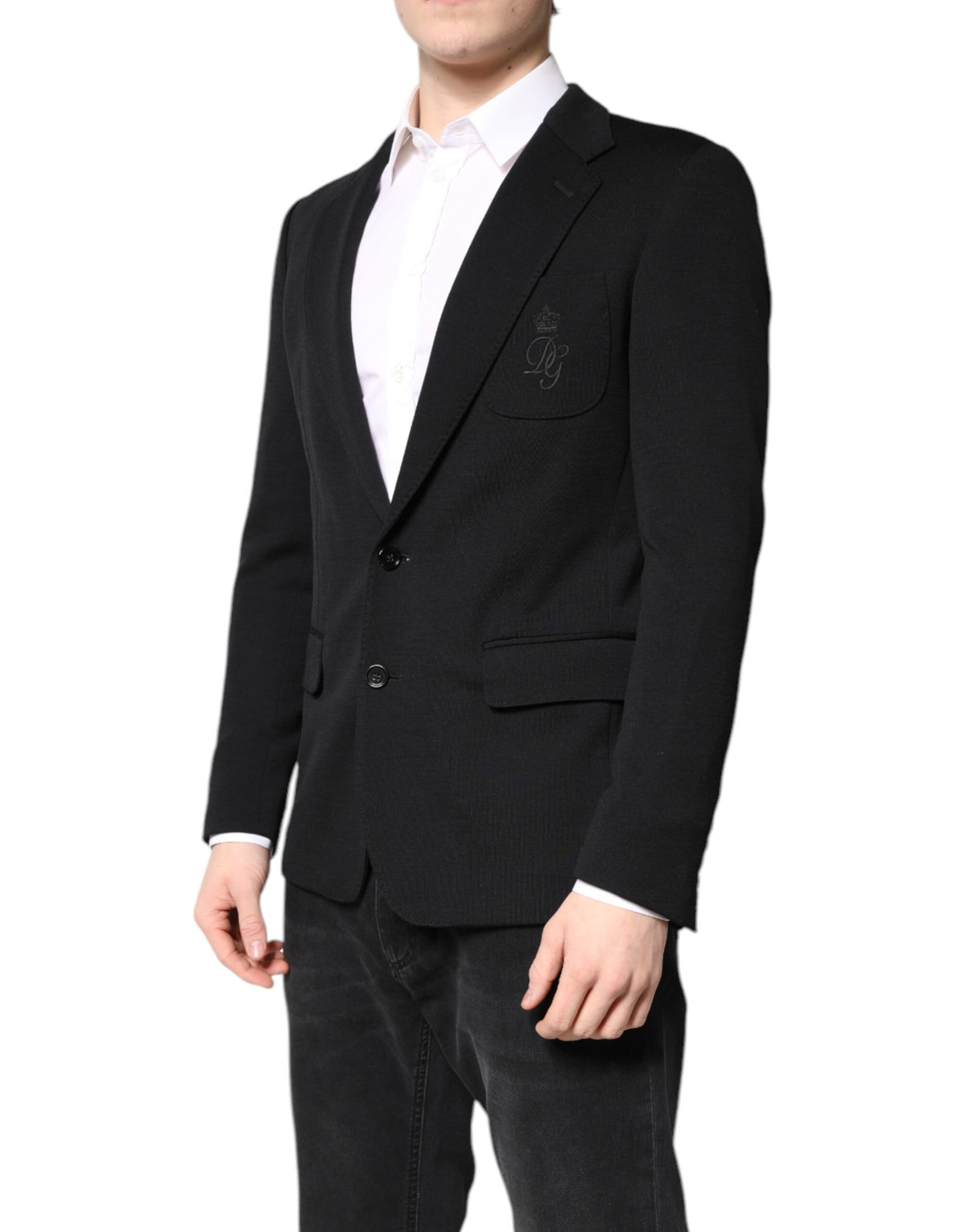Dolce &amp; Gabbana, veste de costume, blazer, coupe slim, en laine noire.