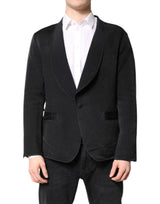 Dolce &amp; Gabbana, costume-blazer noir en soie, à simple boutonnage.