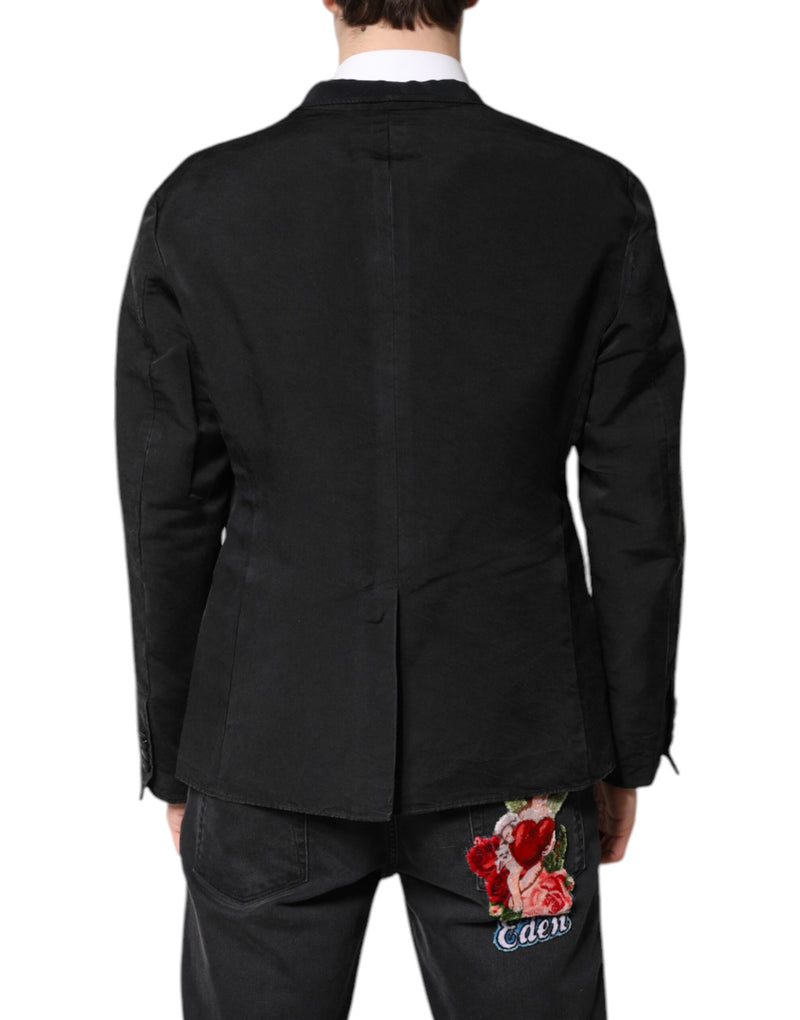 Dolce &amp; Gabbana Zwarte Zijden Enkellaags Blazerpak