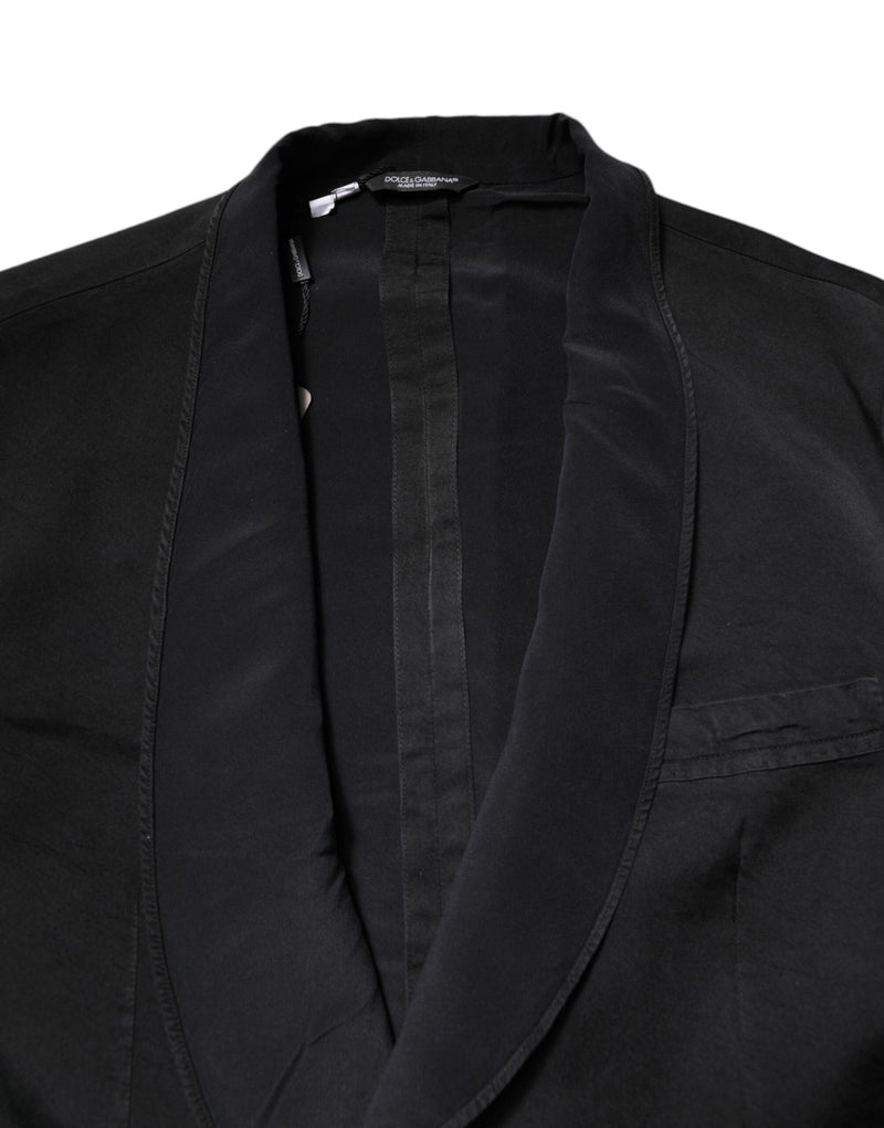 Dolce &amp; Gabbana Zwarte Zijden Enkellaags Blazerpak