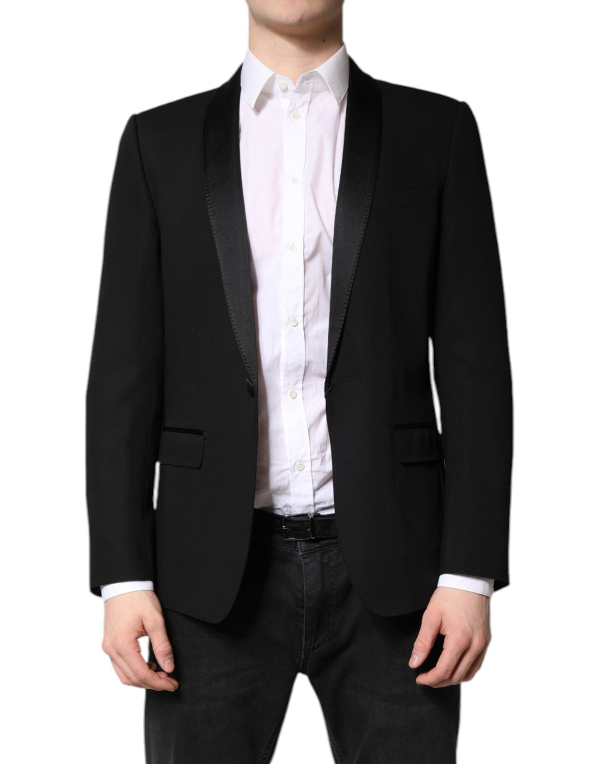 Dolce &amp; Gabbana, manteau homme noir à simple boutonnage, modèle MARTINI, type blazer.