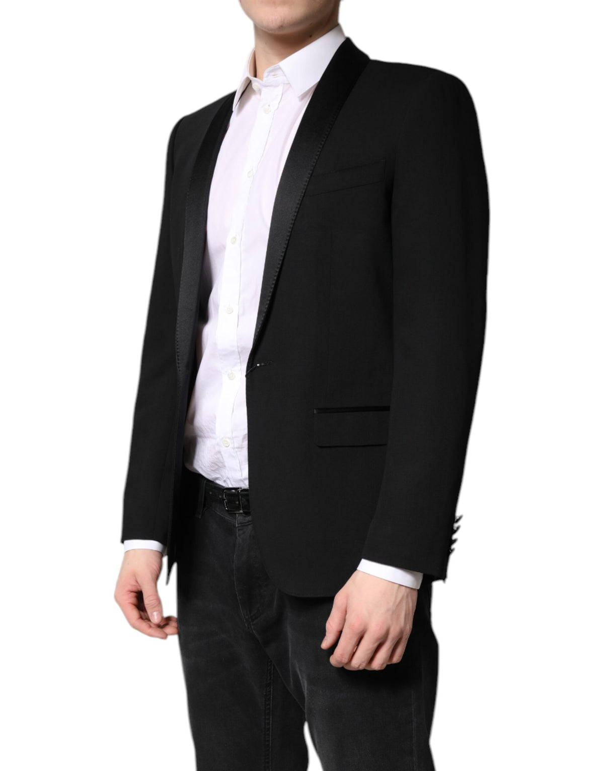 Dolce &amp; Gabbana, manteau homme noir à simple boutonnage, modèle MARTINI, type blazer.