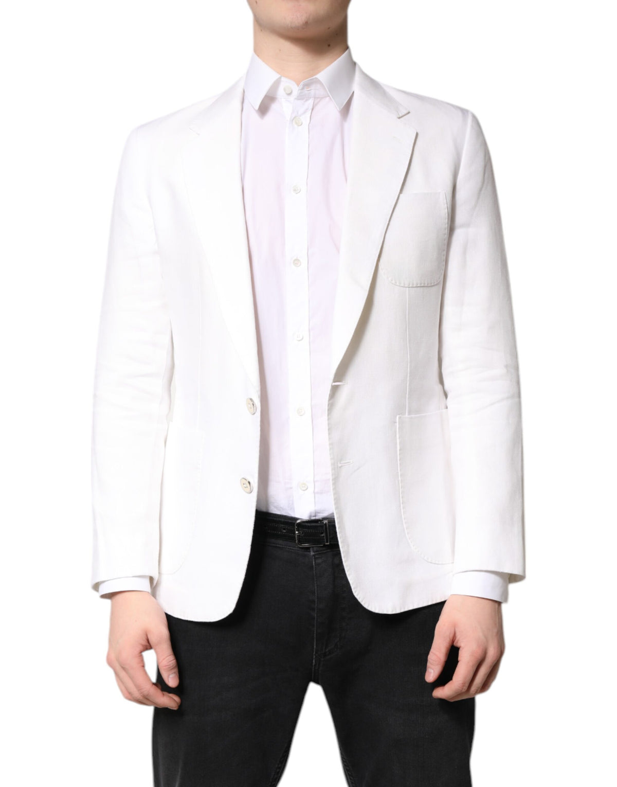 Dolce &amp; Gabbana, costume-blazer blanc à simple boutonnage pour homme.