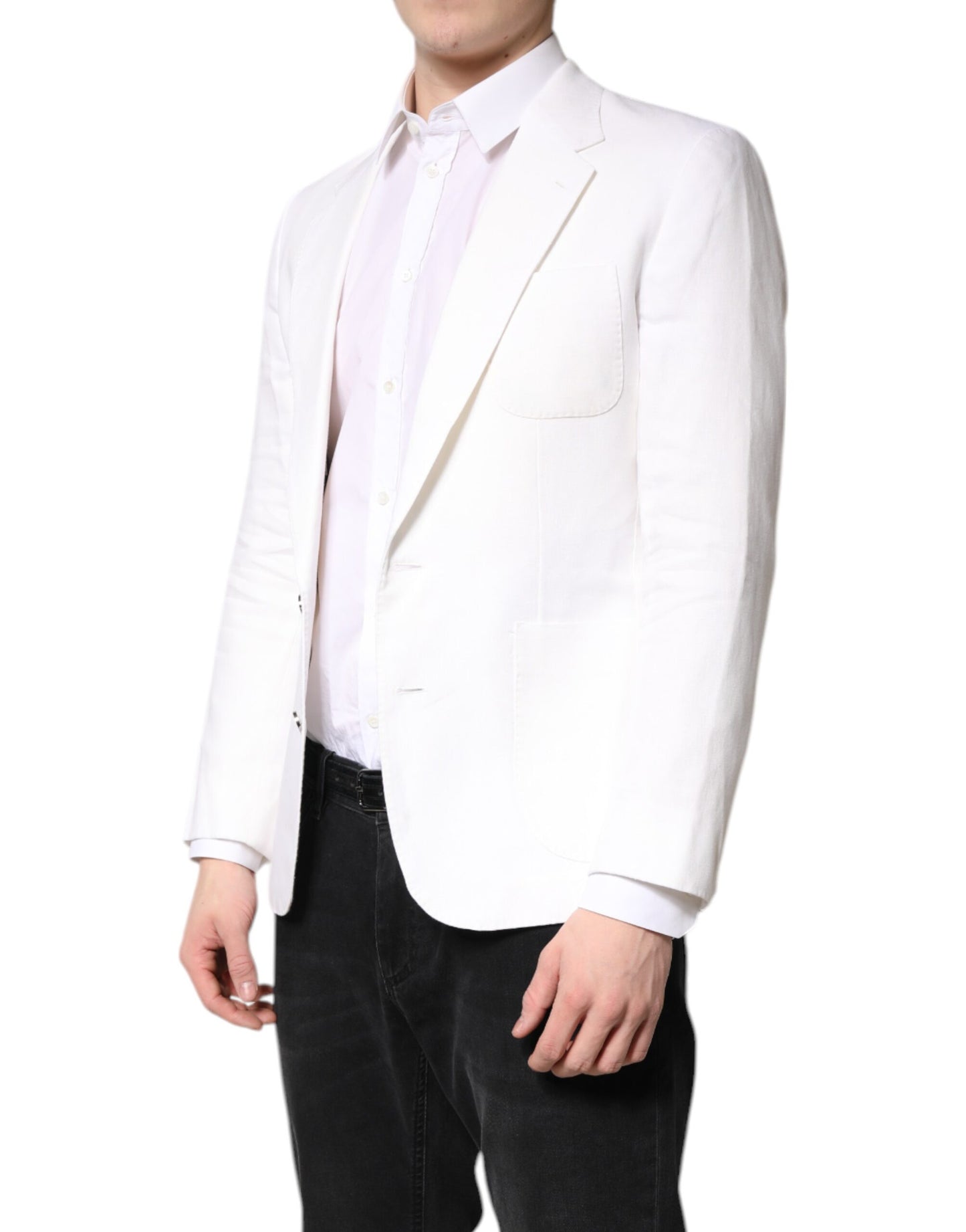 Dolce &amp; Gabbana, costume-blazer blanc à simple boutonnage pour homme.
