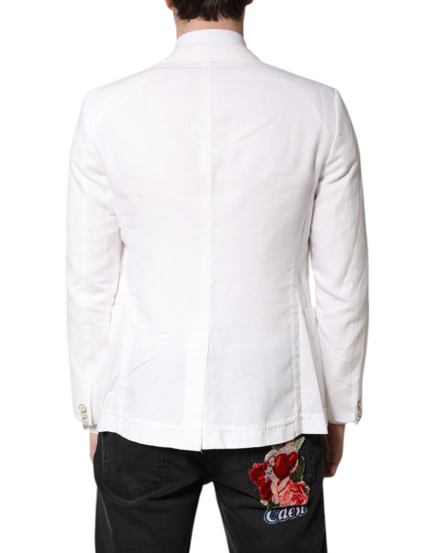 Dolce &amp; Gabbana, costume-blazer blanc à simple boutonnage pour homme.