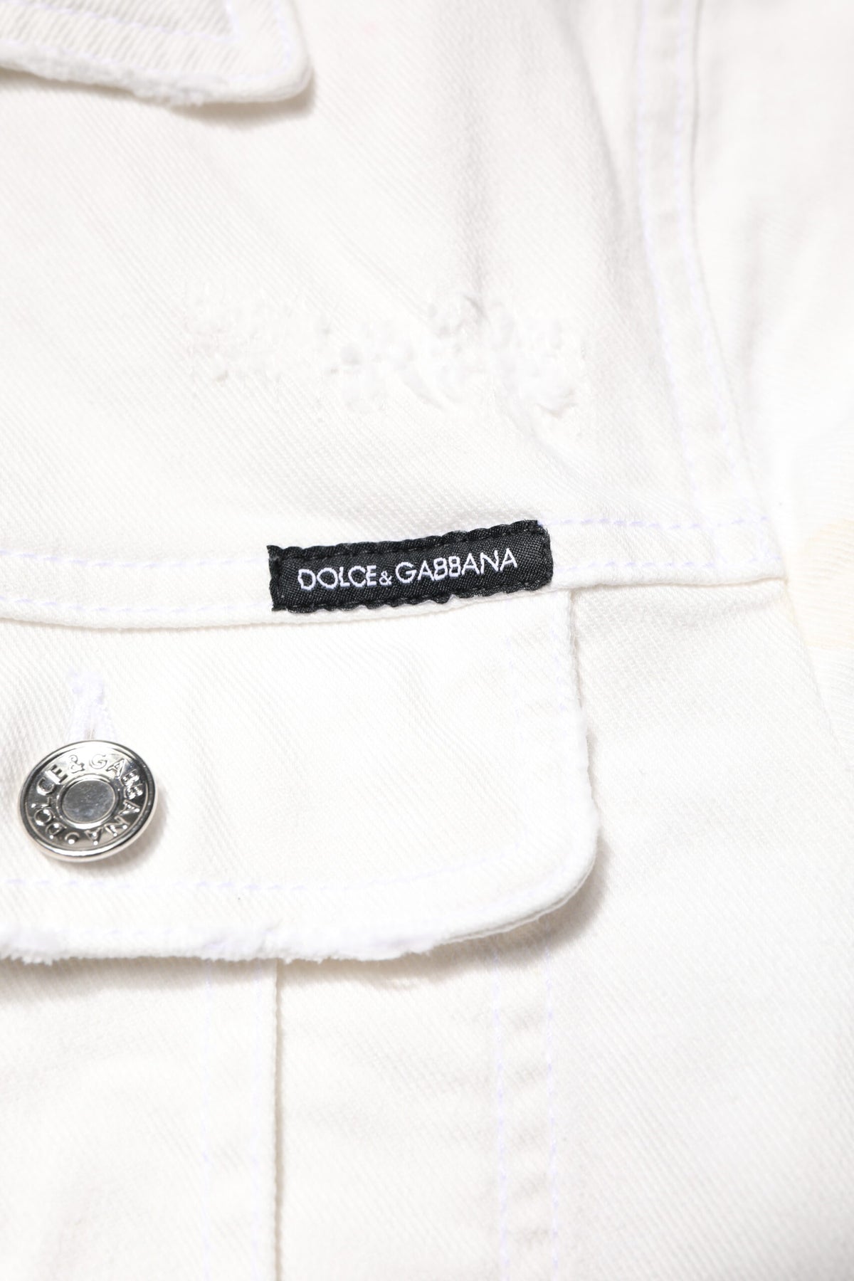 Veste en jean stretch en coton blanc à graffitis Dolce & Gabbana
