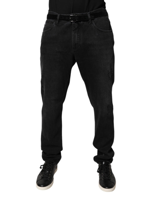 Dolce & Gabbana Black Cotton Skinny Men Denim Jeans