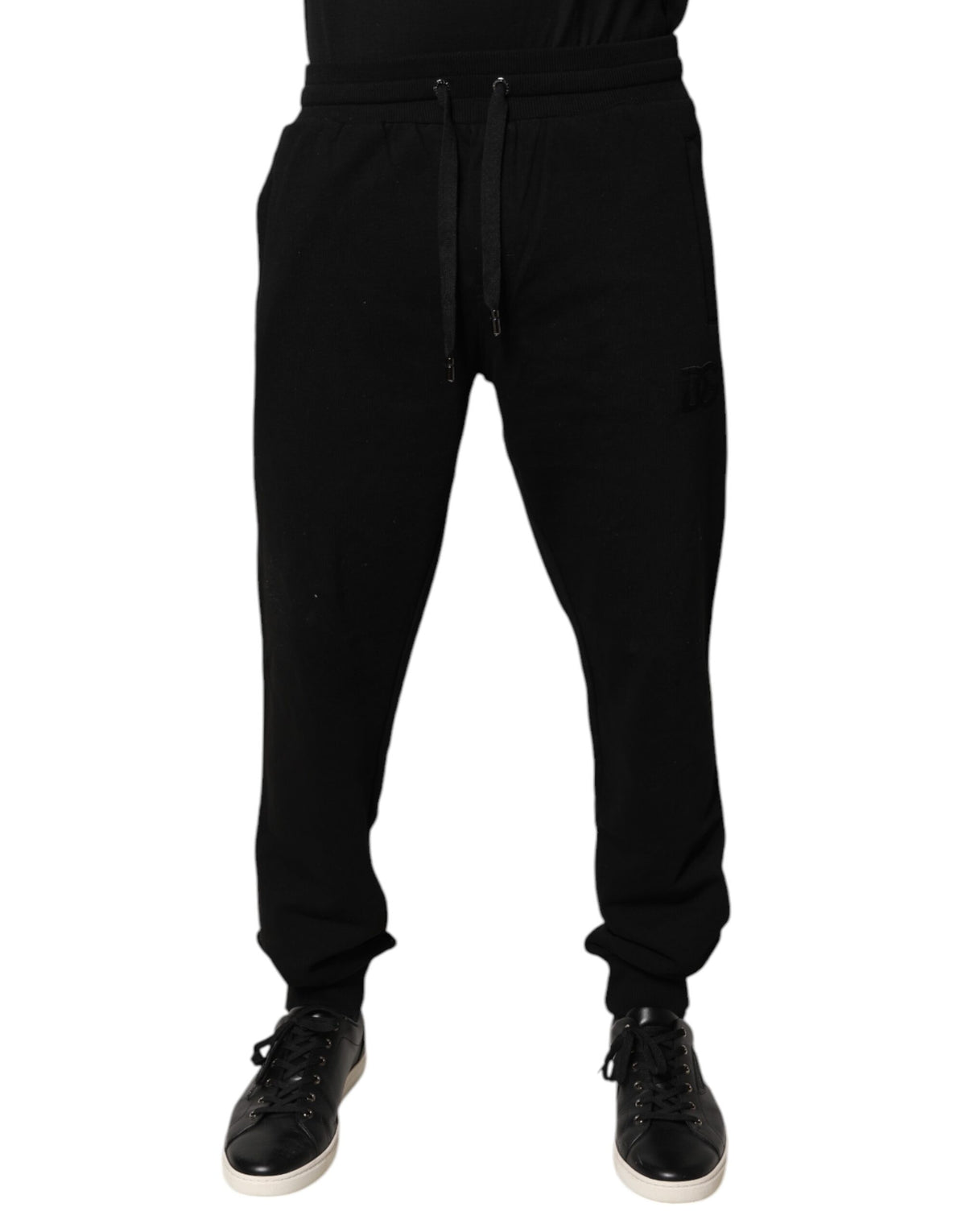 Pantalon de jogging en coton noir taille mi-hauteur Dolce &amp; Gabbana