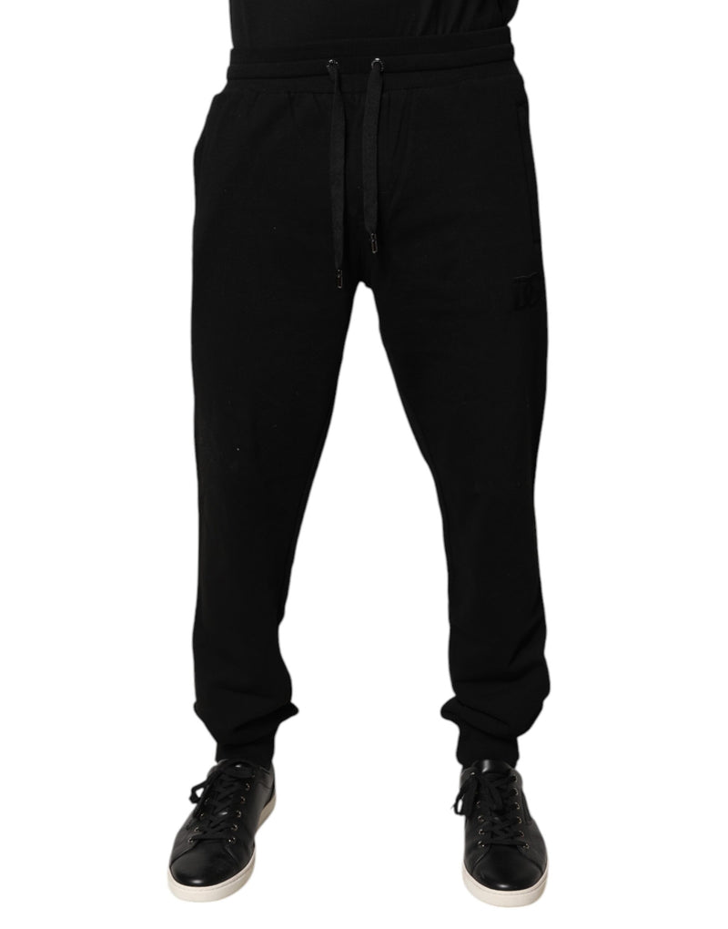 Dolce &amp; Gabbana zwarte katoenen joggingbroek met middelhoge taille