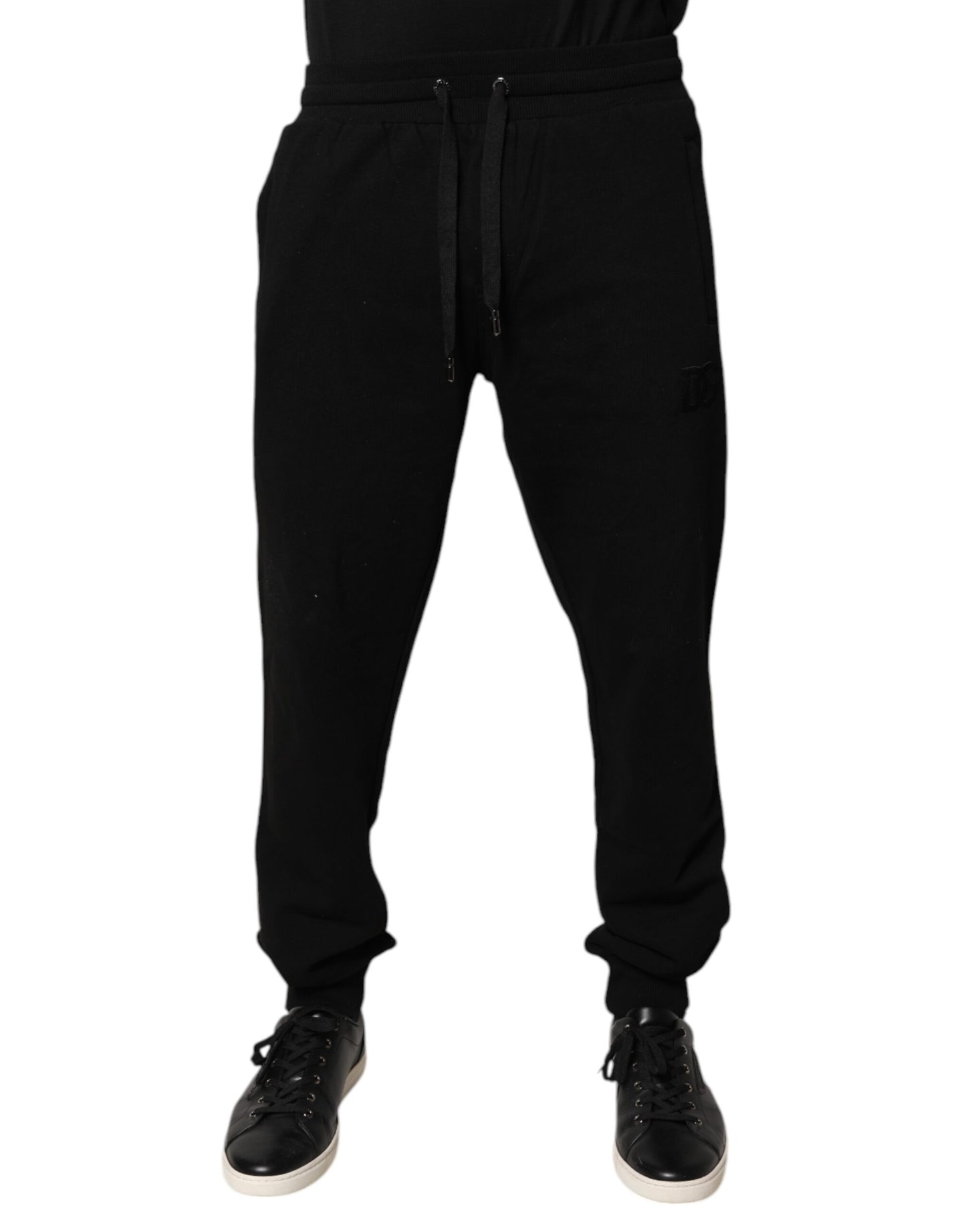 Pantalon de jogging en coton noir taille mi-hauteur Dolce &amp; Gabbana