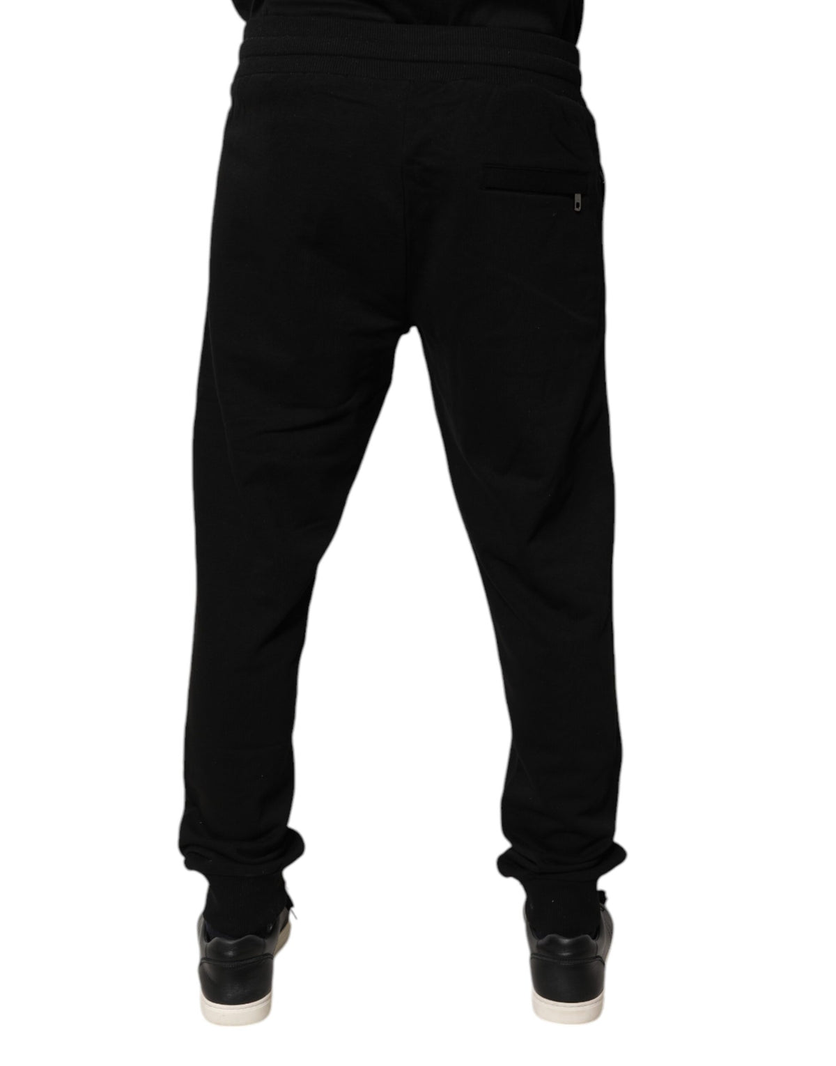 Pantalon de jogging en coton noir taille mi-hauteur Dolce &amp; Gabbana