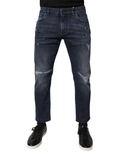 Dolce & Gabbana Blue Cotton Stretch Skinny Men Denim Jeans