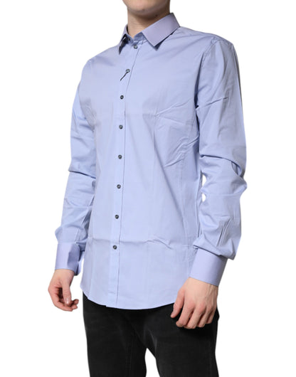 Dolce & Gabbana Light Blue Cotton SICILIA Dress Formal Shirt