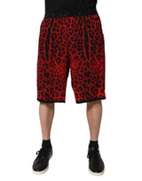 Shorts Bermuda en viscose à imprimé léopard rouge de Dolce &amp; Gabbana
