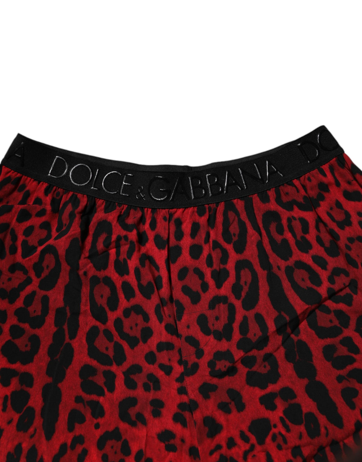 Shorts Bermuda en viscose à imprimé léopard rouge de Dolce &amp; Gabbana