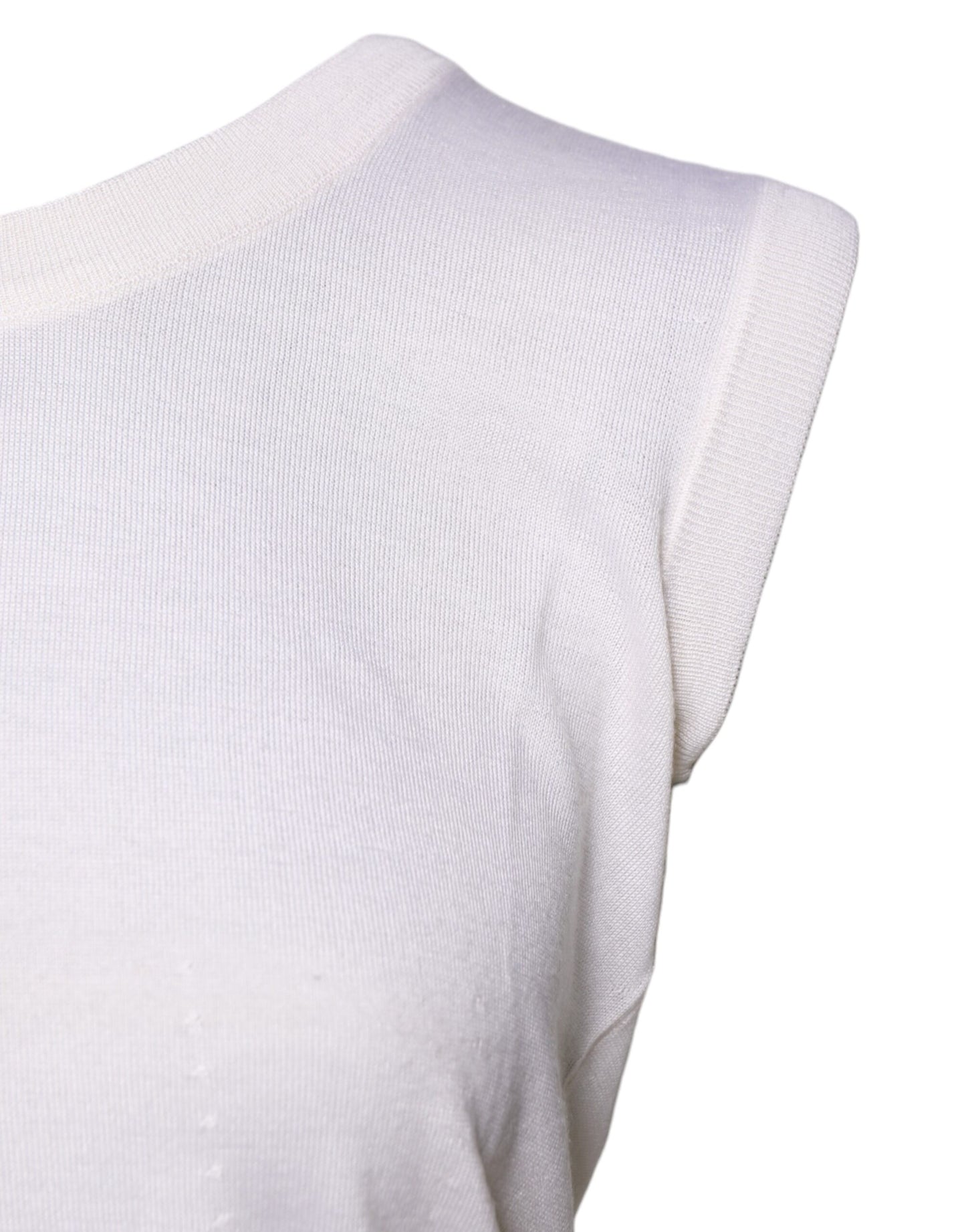 Dolce & Gabbana White Sleeveless Cashmere Round Neck Tank Top