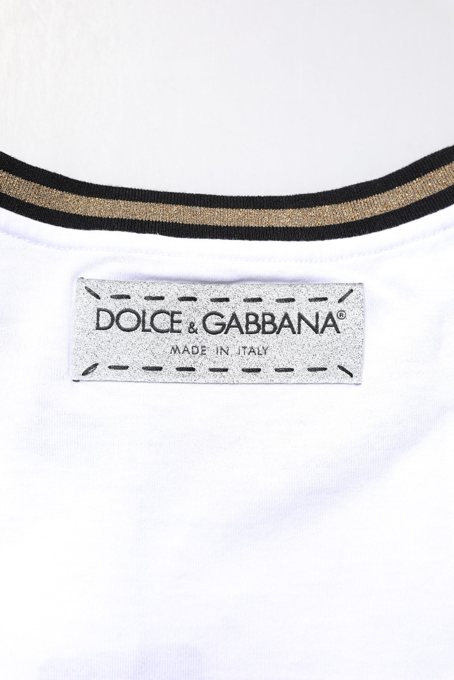 T-shirt en coton à col rond blanc avec imprimé graphique de Dolce & Gabbana