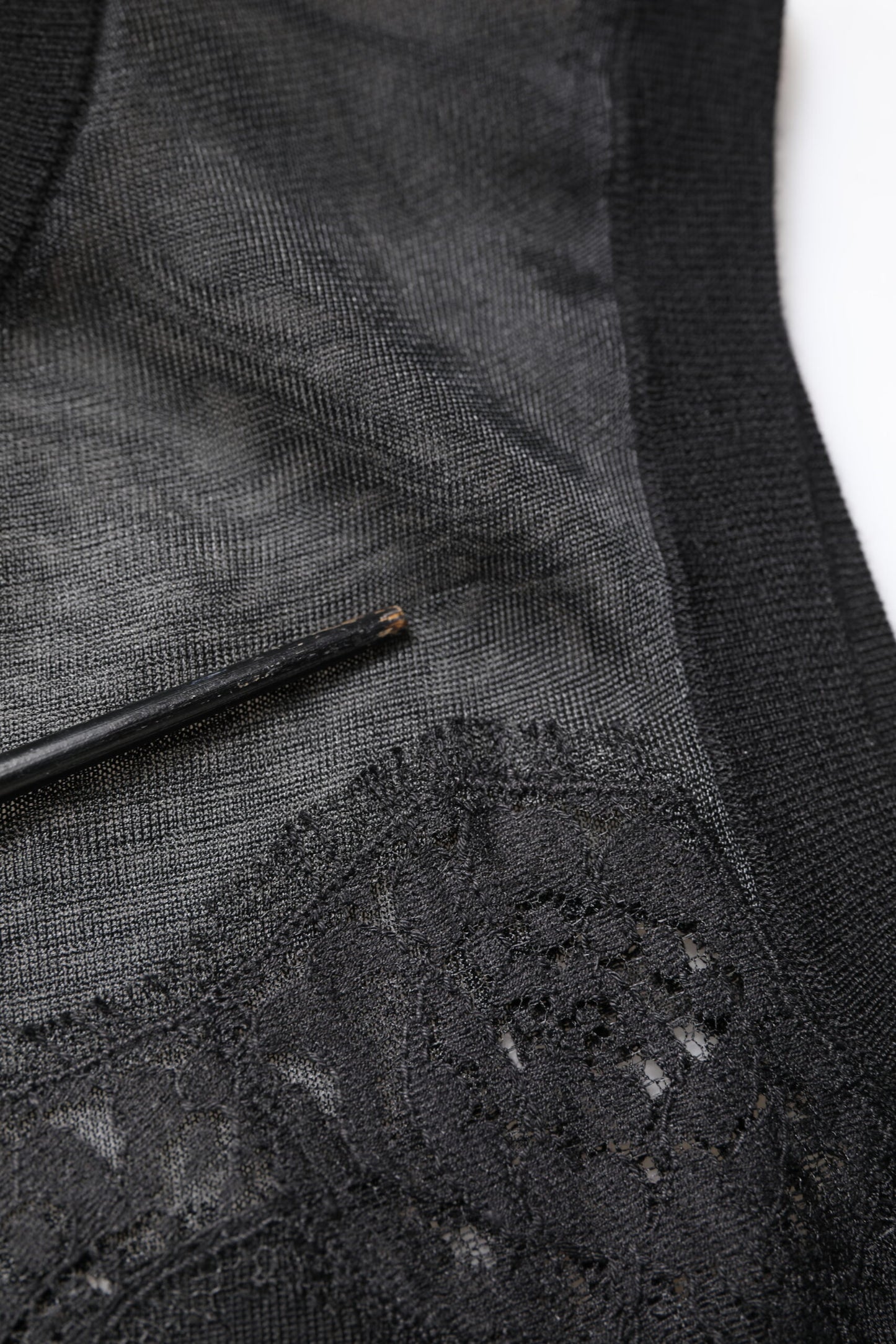 Dolce &amp; Gabbana Zwarte Kant Top met Ronde Hals en Zonder Mouwen