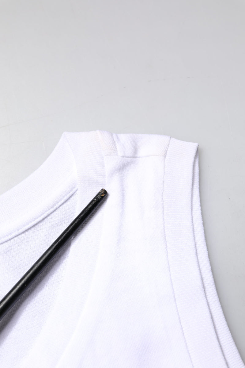 Dolce & Gabbana White Cotton Sleeveless Crew Neck T-shirt