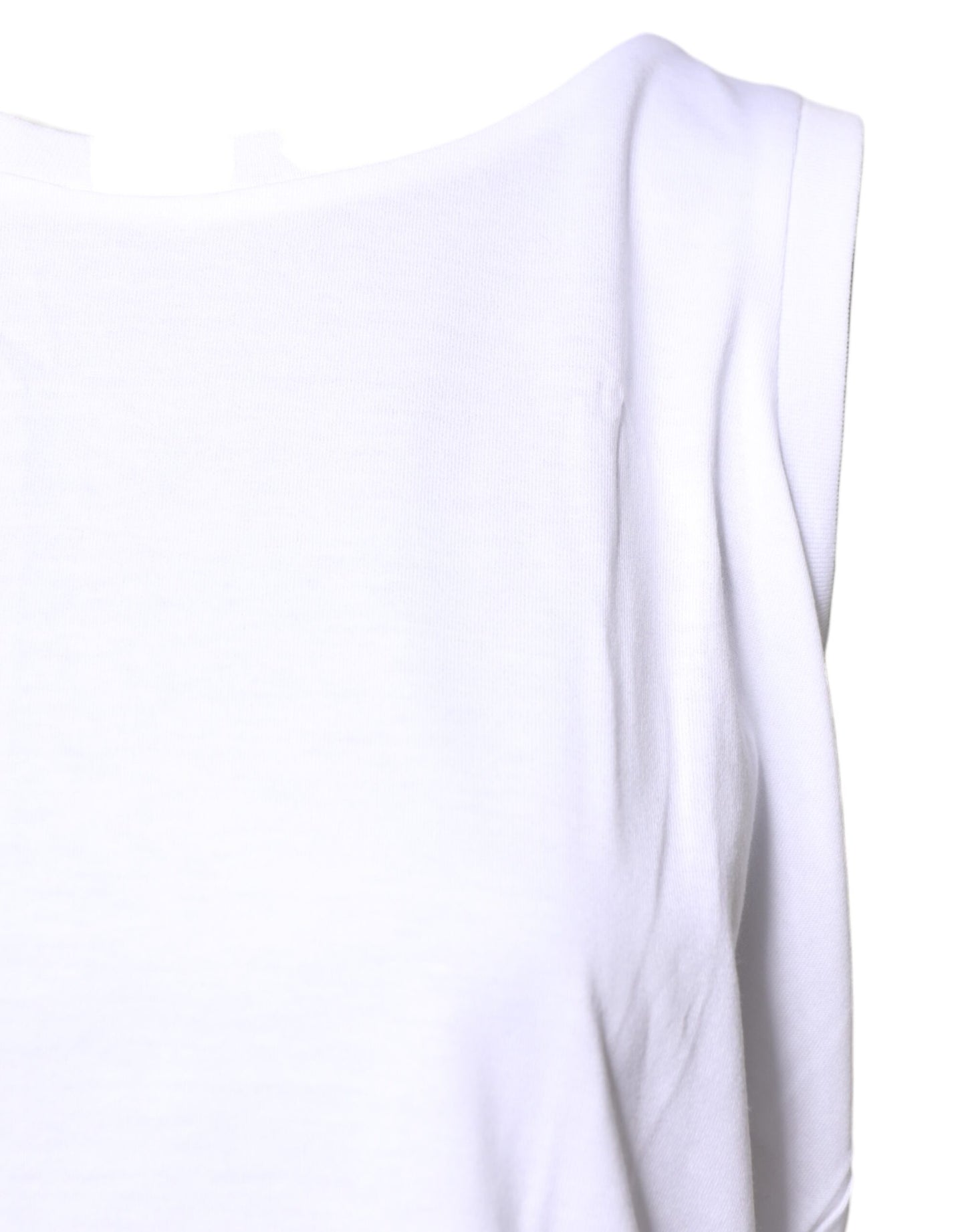 Dolce & Gabbana White Cotton Sleeveless Crew Neck T-shirt