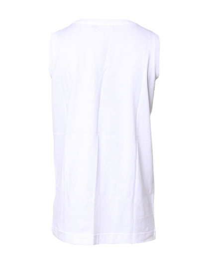 Dolce & Gabbana White Cotton Sleeveless Crew Neck T-shirt