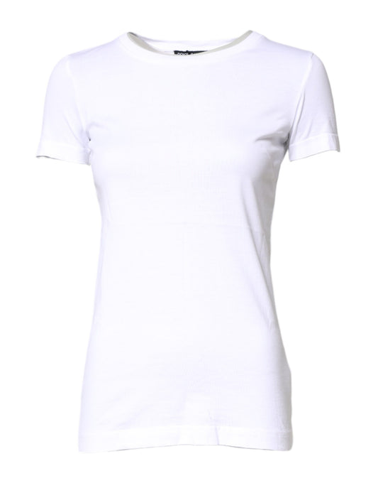 Dolce &amp; Gabbana wit katoenen T-shirt met ronde hals en korte mouwen