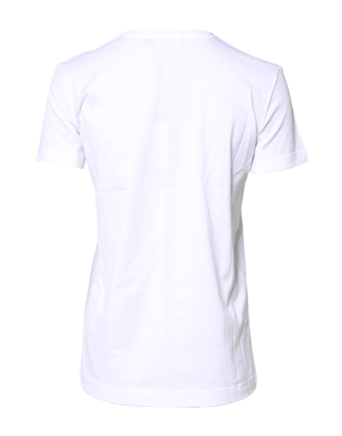 Dolce & Gabbana T-Shirt Blanc en Coton à Col Rond et Manches Courtes