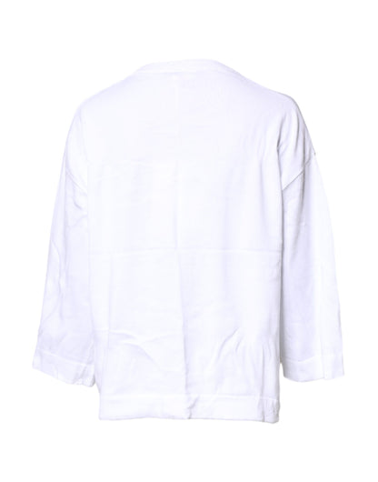 Love Moschino wit katoenen T-shirt met lange mouwen en grafische print