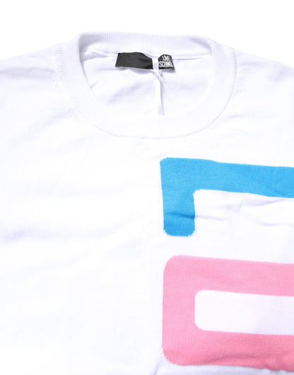 Love Moschino wit katoenen T-shirt met lange mouwen en grafische print