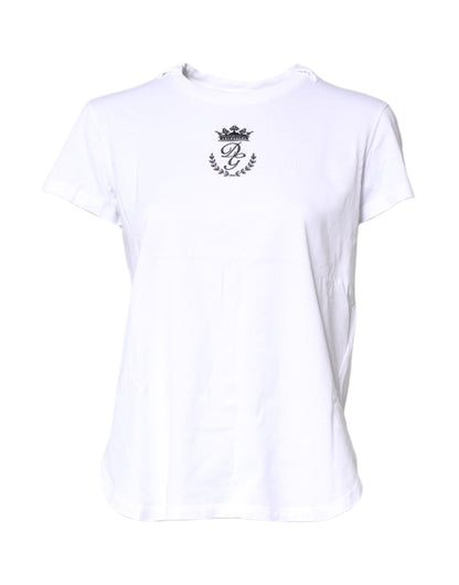 Dolce &amp; Gabbana wit logo kroon katoenen crewneck T-shirt