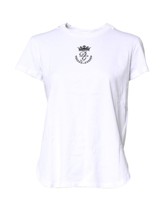 Dolce &amp; Gabbana wit logo kroon katoenen crewneck T-shirt