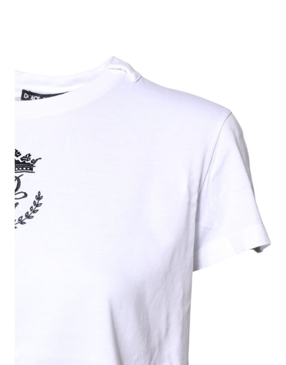Dolce &amp; Gabbana wit logo kroon katoenen crewneck T-shirt