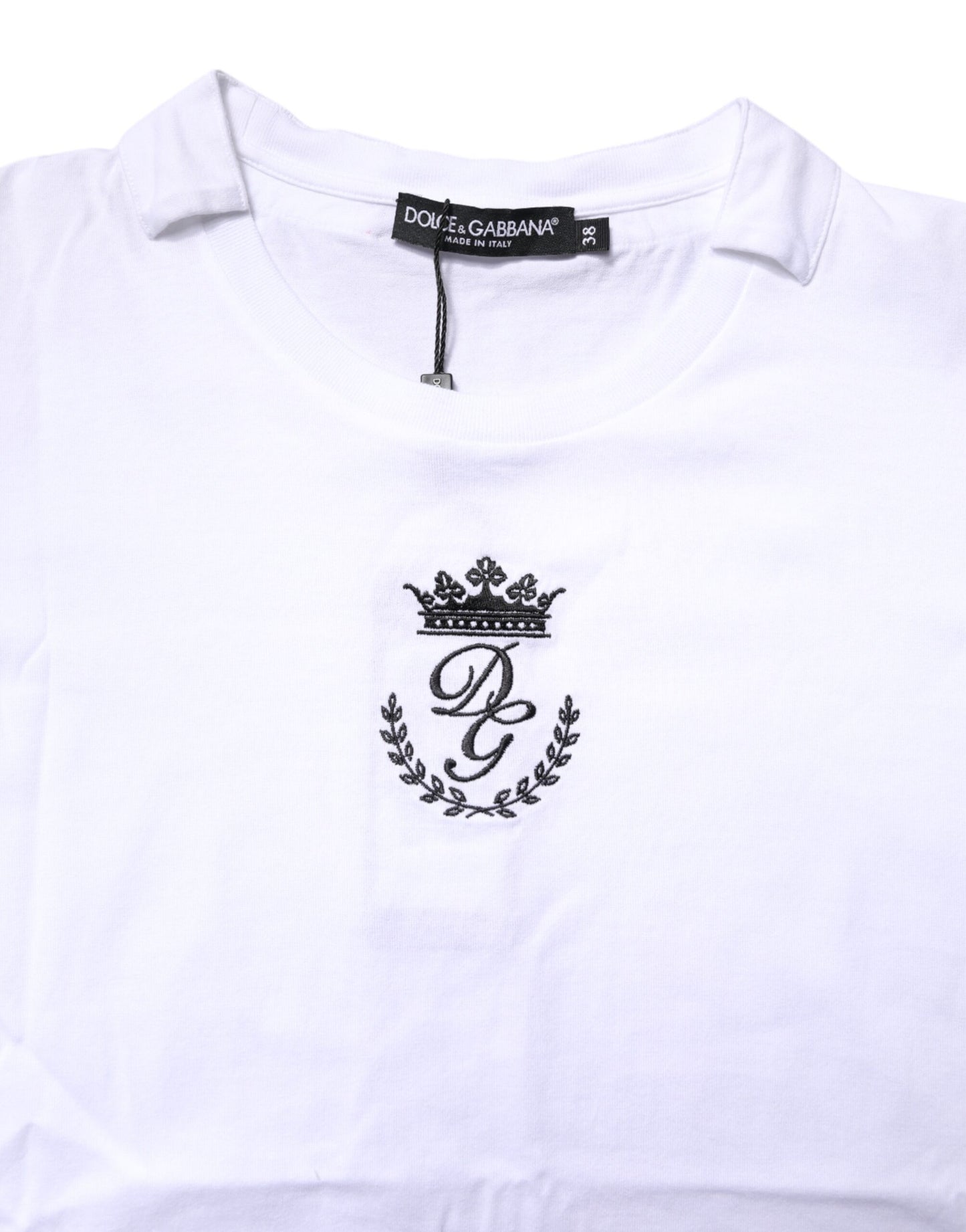 Dolce &amp; Gabbana wit logo kroon katoenen crewneck T-shirt