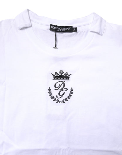 Dolce &amp; Gabbana wit logo kroon katoenen crewneck T-shirt
