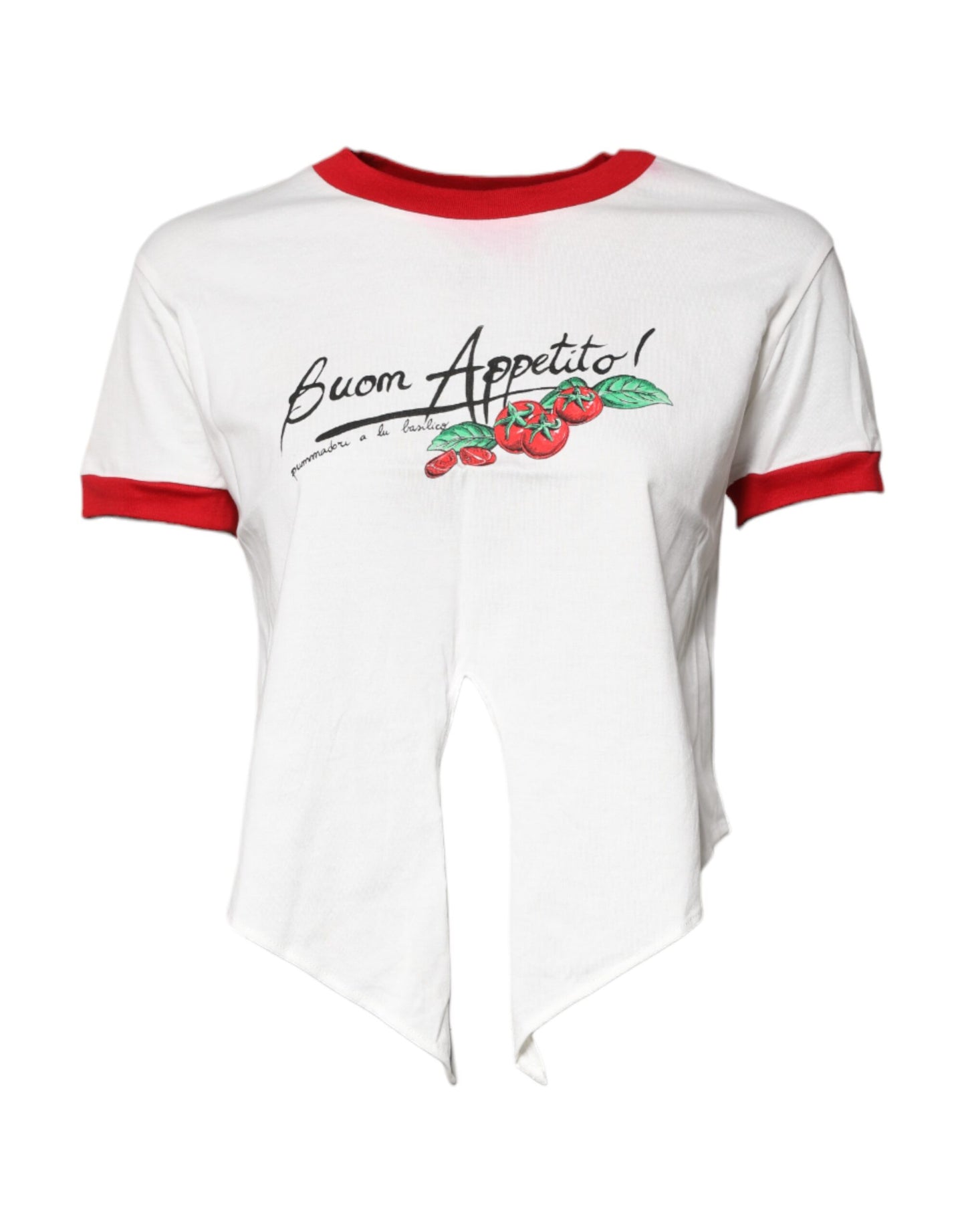 Dolce &amp; Gabbana wit, bedrukt, cropped T-shirt met ronde hals