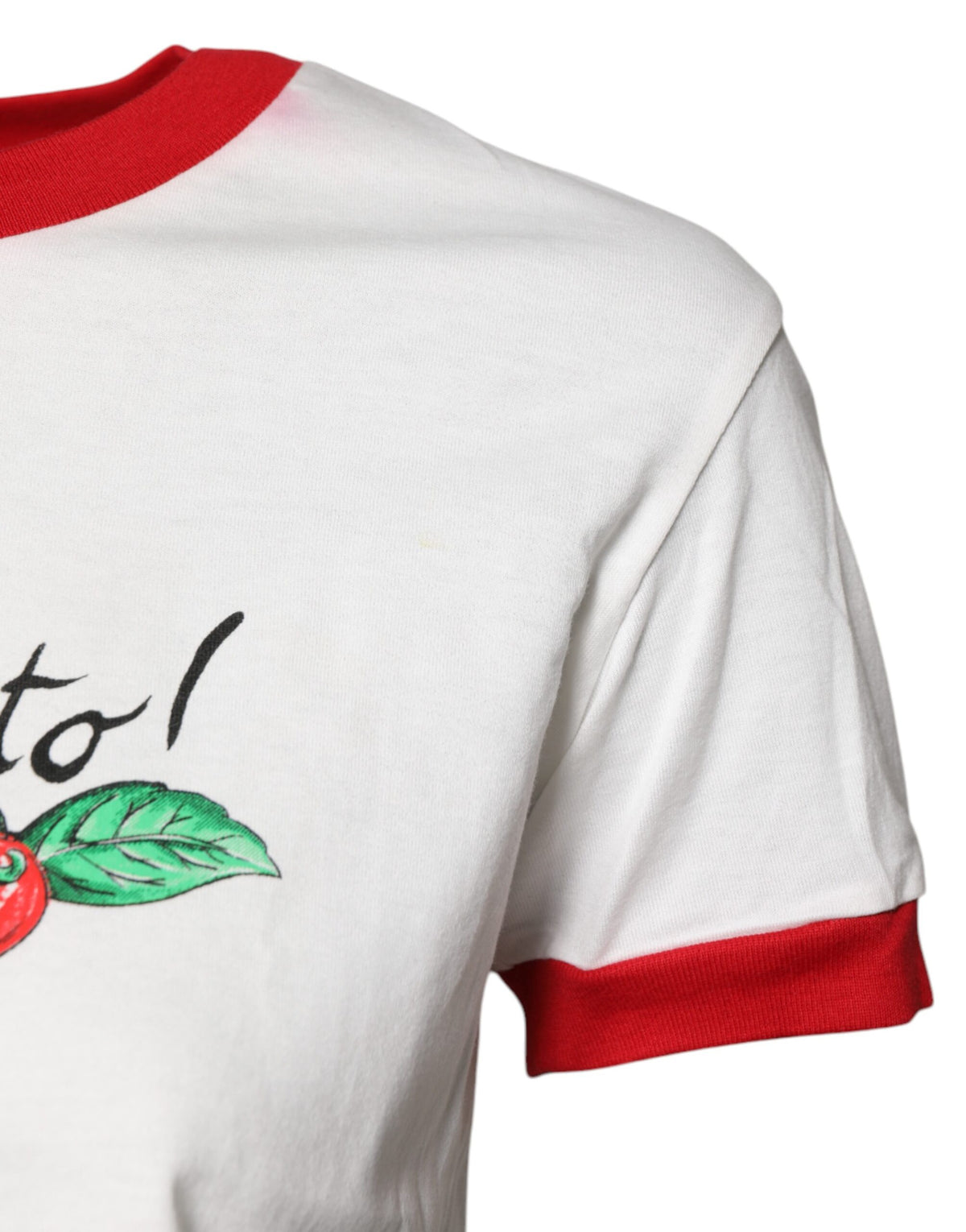 Dolce & Gabbana T-shirt Cropped Blanc Imprimé Col Rond